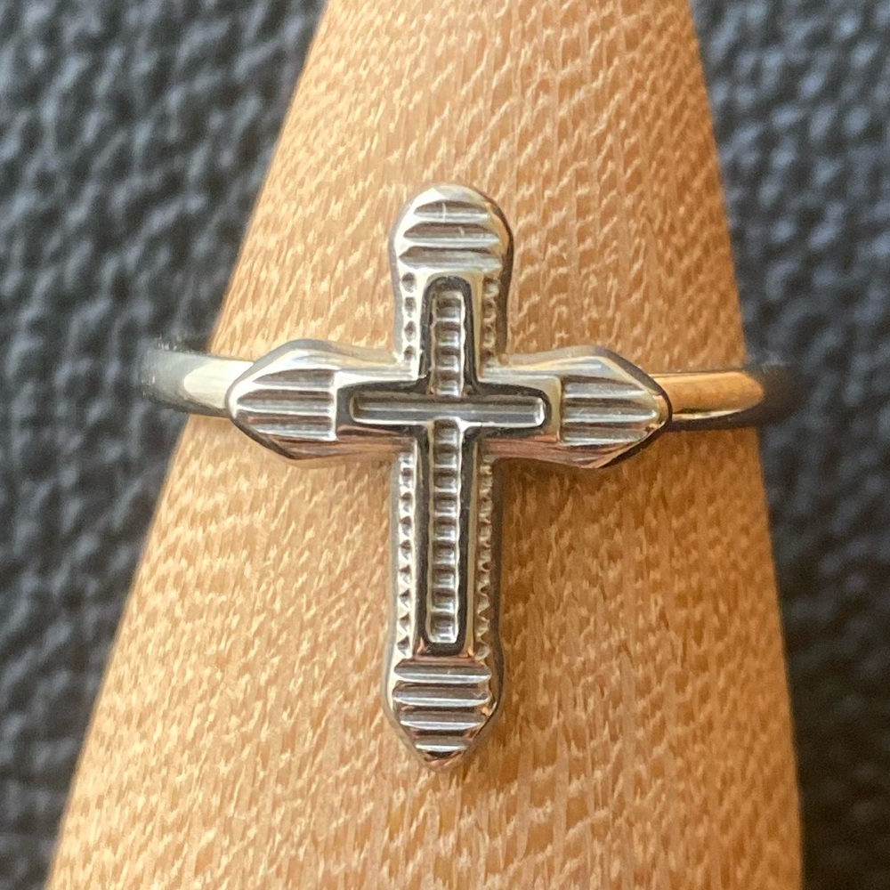 Stainless Steel Silver Tone Cross Ring size 9.5